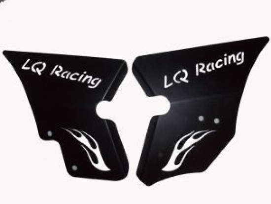 LQ Racing Frame Guards (Rahmenschtzer) Typ LQ-Logo mit Flamme schwarz fr Yamaha YFM 700R