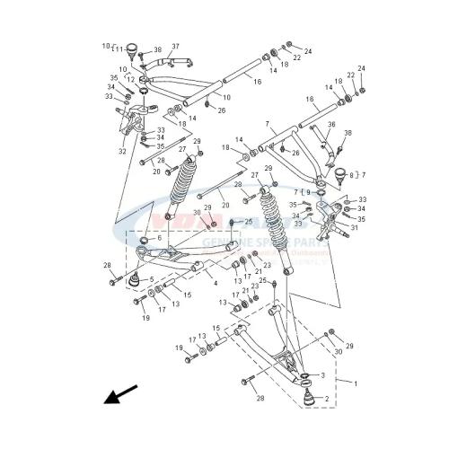 1PEF35706000 Original A-Arm Querlenker komplett vorne unten links Nr.1 Yamaha YFM 700R 2013-