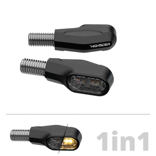 204-800HIGHSIDER Pro Ventura-X LED Blinker Geh�use Schwarz / Linse Rauchgrau (Paar), Vorn & Hinten