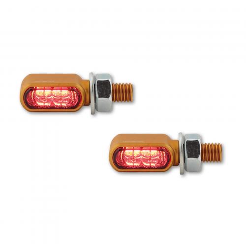 HIGHSIDER CNC LED Rck- Bremslicht Blinker LITTLE BRONX gold getnt E-geprft Paar