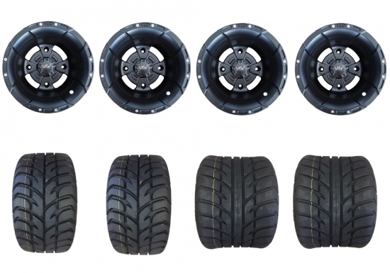 Alu Komplettrder schwarz matt + Maxxis Spearz 195 / 255 Reifen Teilegutachten f. Kymco MAXXER usw.