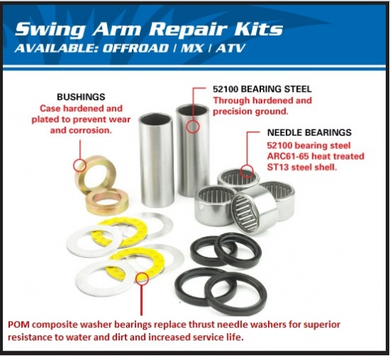 28-1197 AllBalls Schwingen Reparatur Kit Swing Arm Bearing Kit für Quad ATV Polaris Outlaw 450 525 