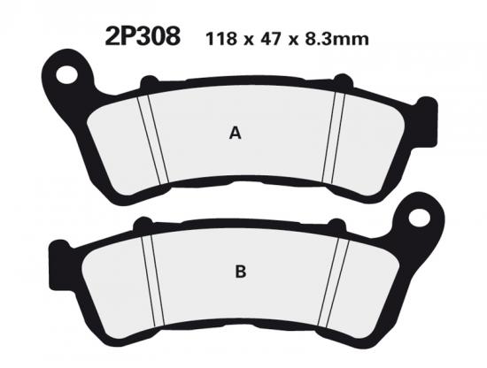 2P-308NS NISSIN Street Halbmetallische Bremsbelge - 2P-308NS