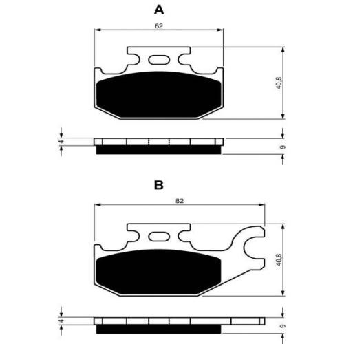 BGS3-182 GoldFren Bremsbel�ge vorne links + hinten S3 m. T�V f�r CanAm Renegade Outlander G1 DS 650