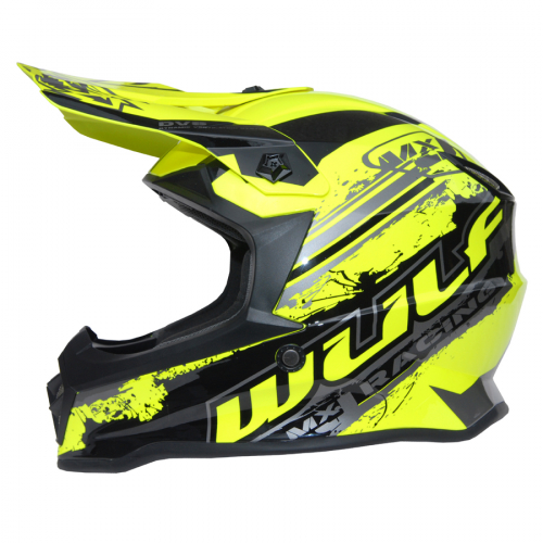 Wulfsport Kinder Cross Helm Off Road Pro L (51-52cm) gelb Motorrad Quad Bike Enduro MX BMX Helm